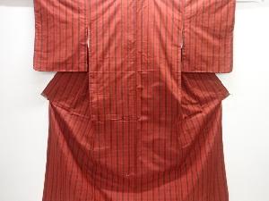 アンティーク　格子織り出し米沢紬着物